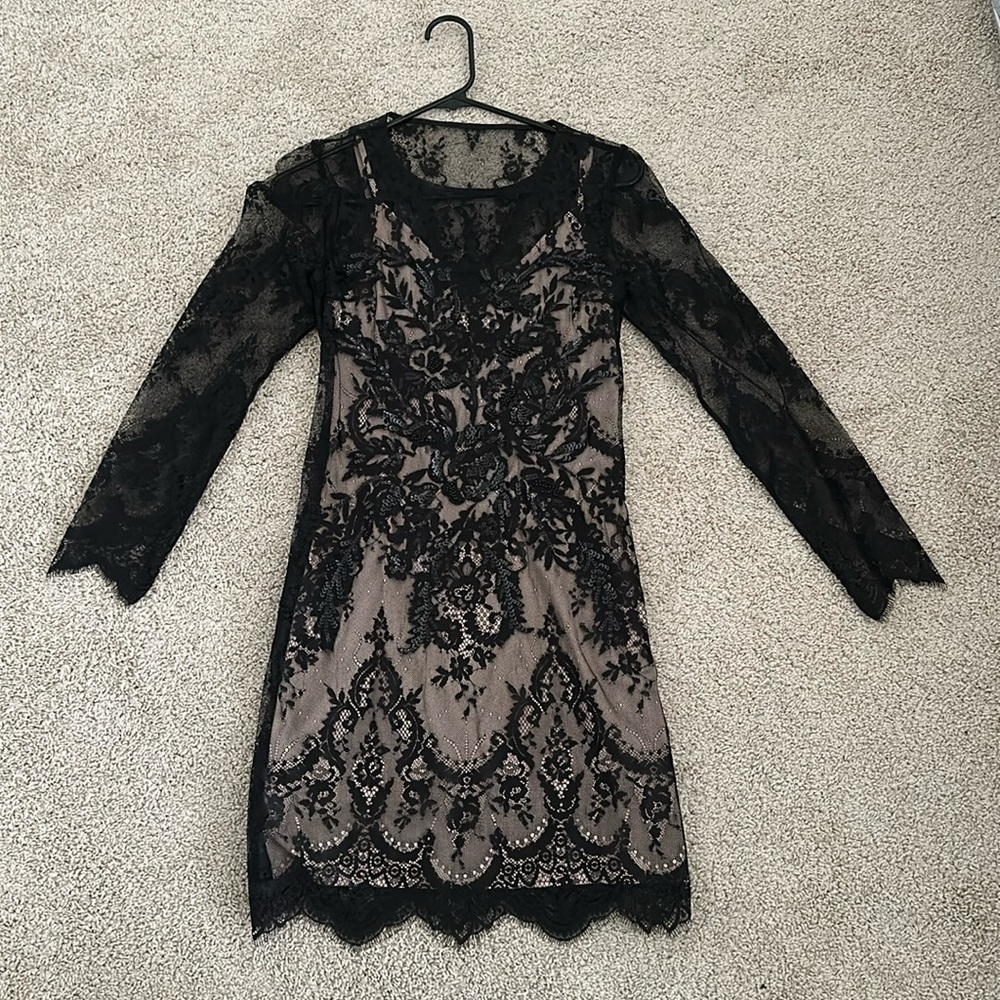 Express Black Lace Mini Dress
